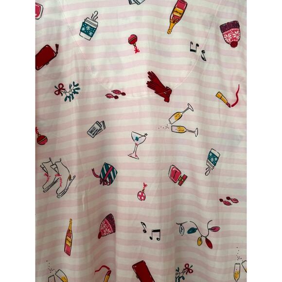 NWT Kate Spade NY XL Pink Striped Novelty Print Pajama Set Cozy Chic Loungewear - Picture 4 of 11